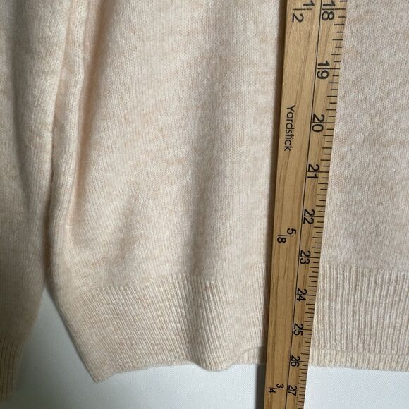 Merino Wool Sweater Women XL Oatmeal Mock Neck Old Money Quiet Luxury Minimalist - Picture 4 of 6